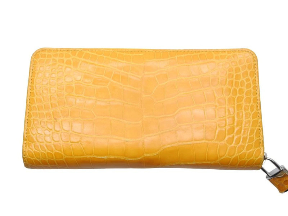 LOUIS VUITTON Wallet Long Zippy Alligator Crocodile Leather Yellow